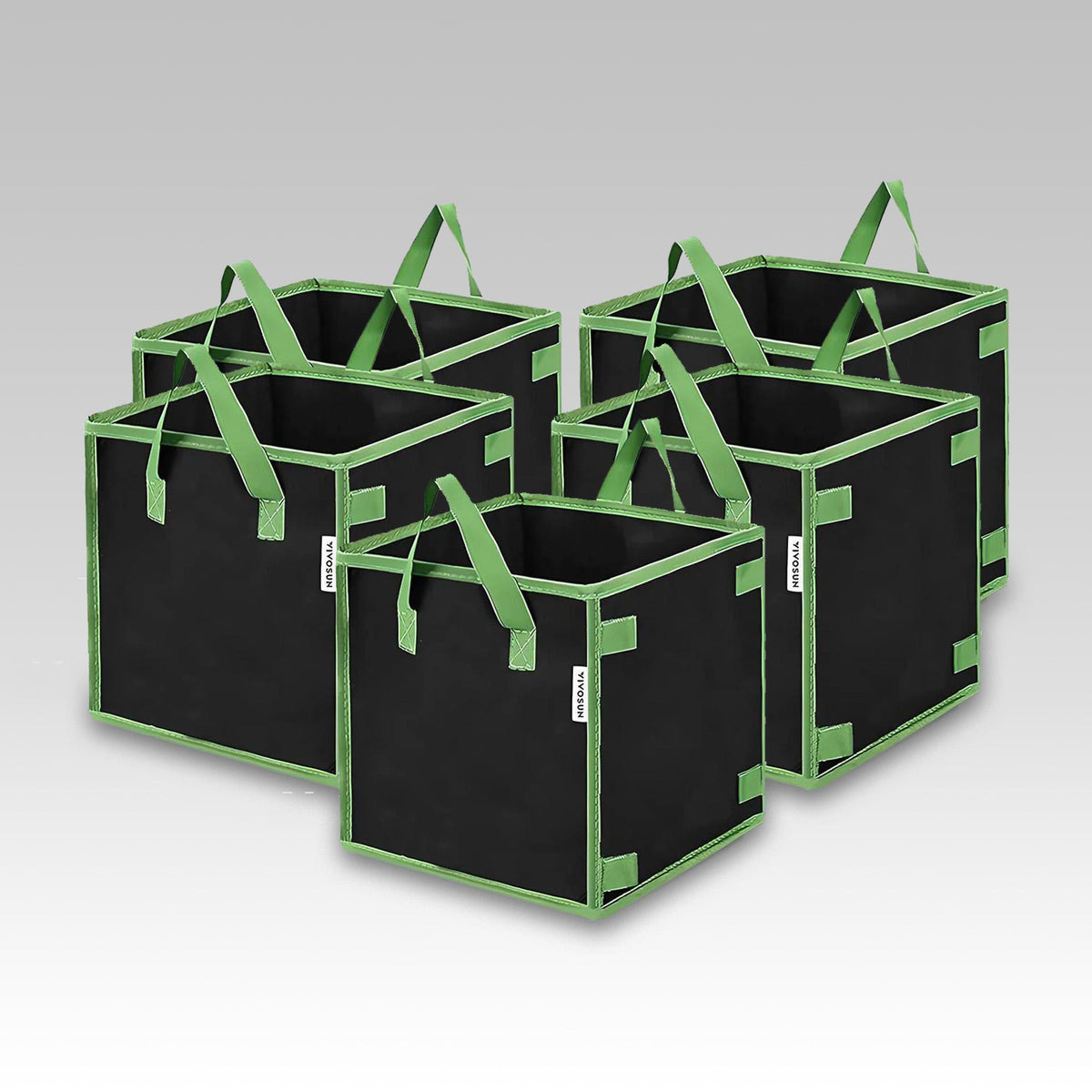 vivosun 5-pack 10 gallon plant grow bags VIVOSUN 5 Pack Square Grow Bags 3Gal - 10Gal