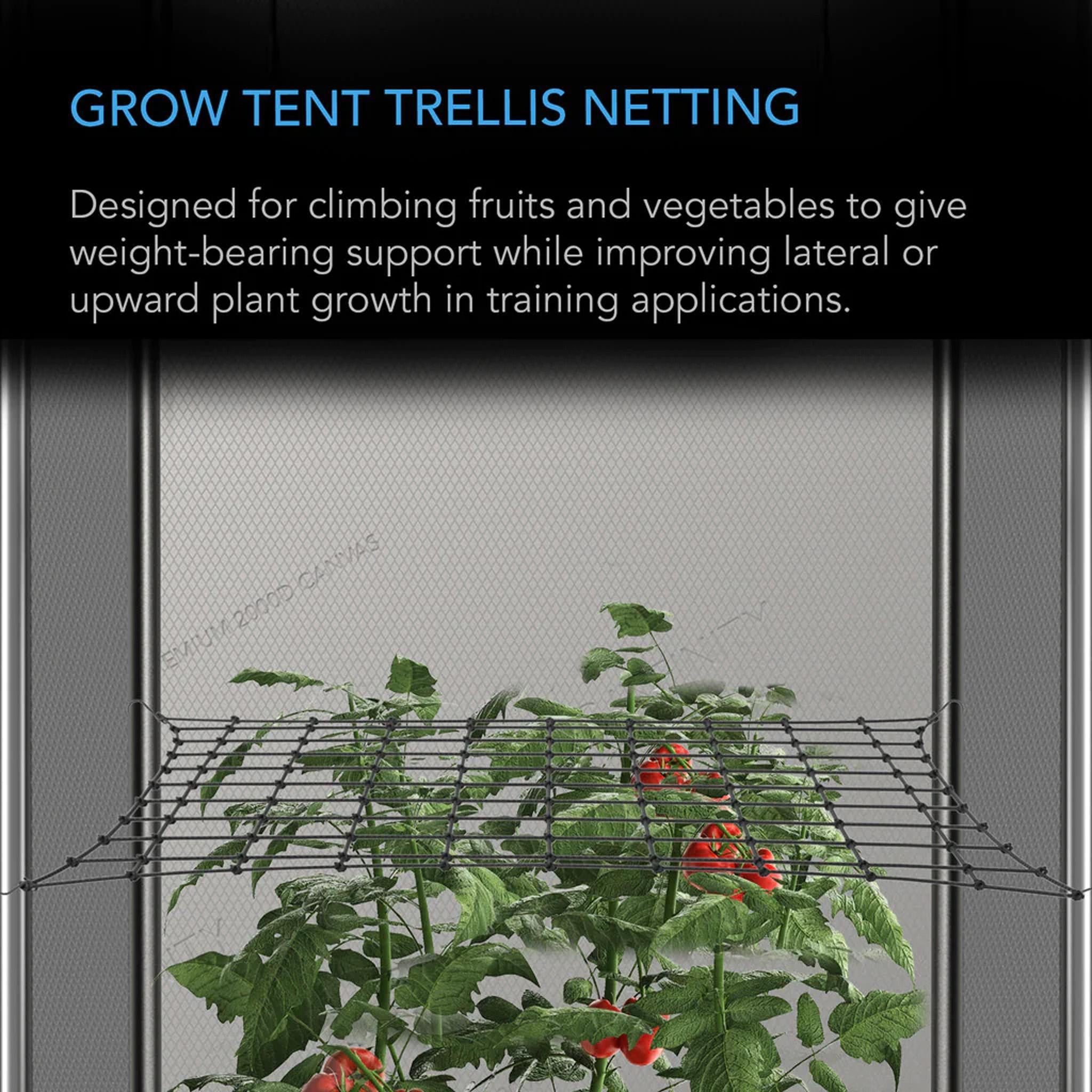 GROW TENT TRELLIS NETTING, FLEXIBLE ELASTIC CORDS, 60cm x 120cm
