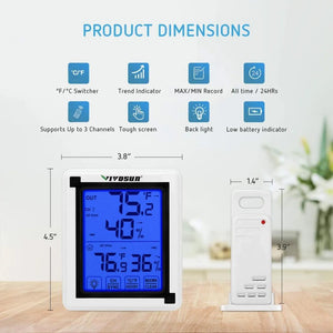 VIVOSUN Digital Hygrometer Indoor Outdoor Thermometer