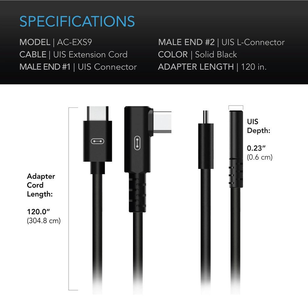 UIS to UIS Extension Cable, L- Shaped Male to Male, 10 ft. specs