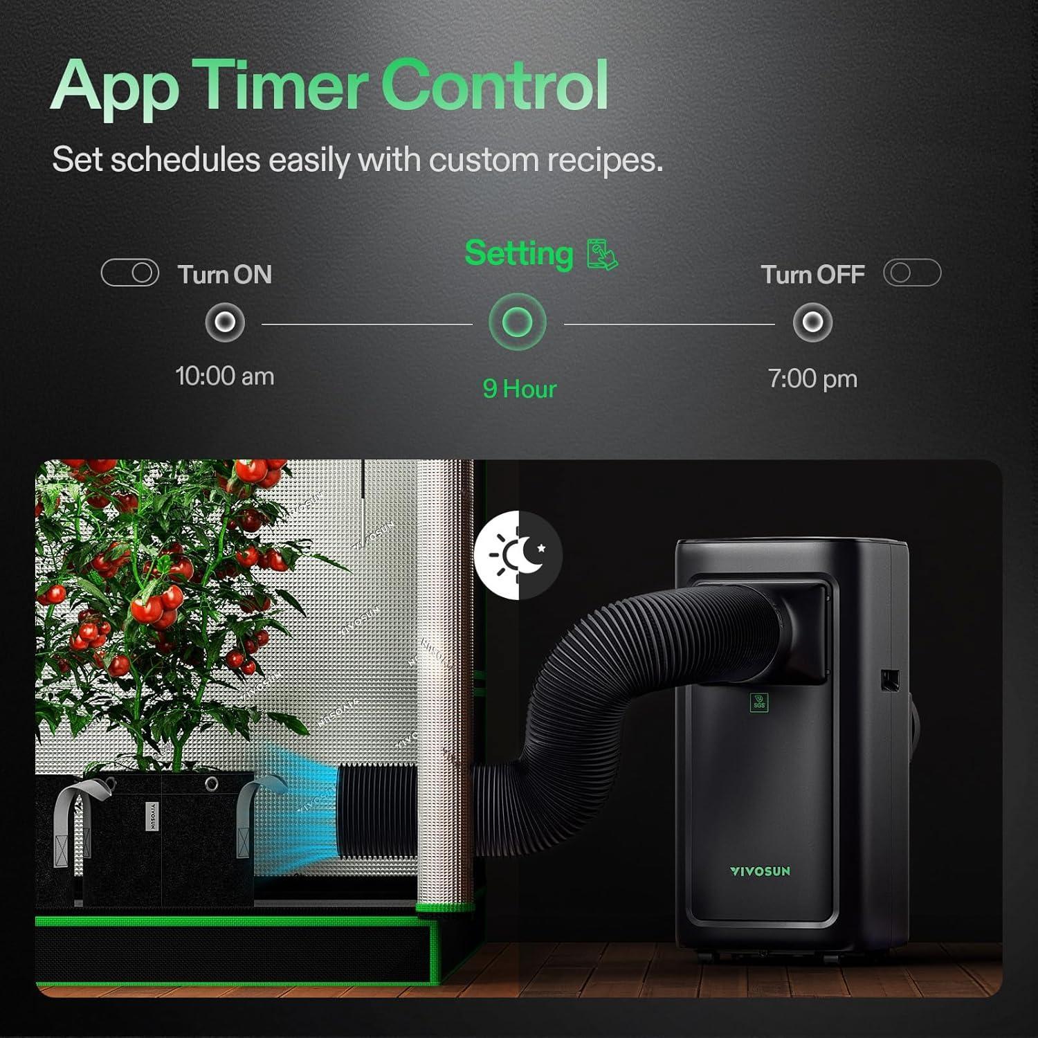 VIVOSUN AeroLush C08 Smart Air Conditioner, 8000BTU, 4-in-1 Function, with Temperature & Humidity Sensor Probe, Smart Remote Control