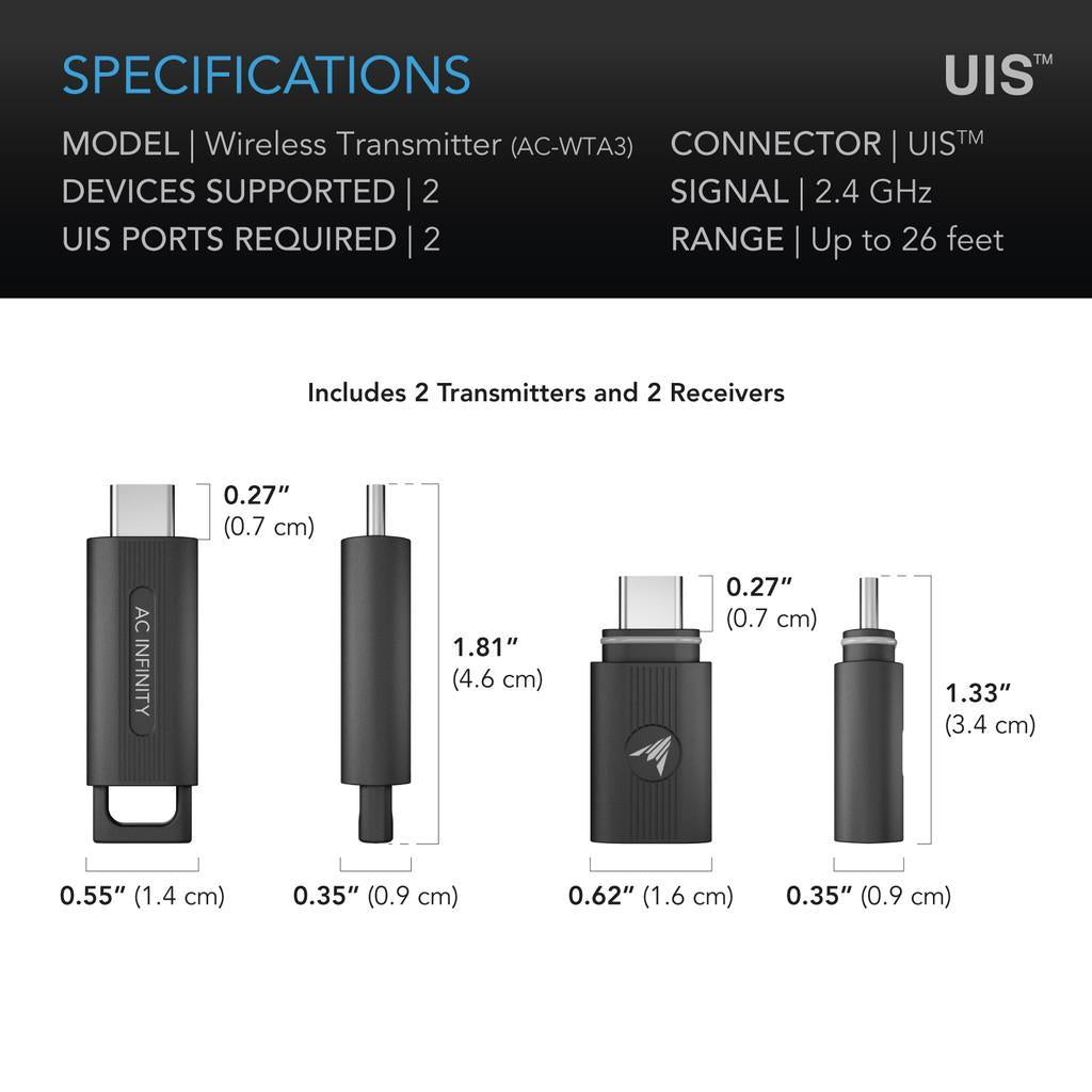 UIS 1-to-1 Transmitter & Receiver, Wirelessly Connects UIS Devices and Controllers, 2-Pack