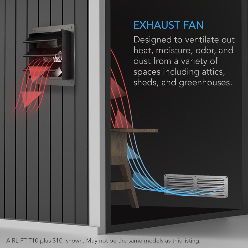 Airlift T16, Shutter Exhaust Ventilation Fan 16", Temperature Humidity Controller