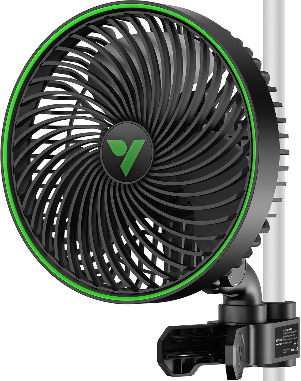 VIVOSUN AeroWave E6 Gen2, Grow Tent Clip Fan 6”, EC Motor, Smart Control, Powerful Oscillating Fan, Local Timer, Weatherproof IP54
