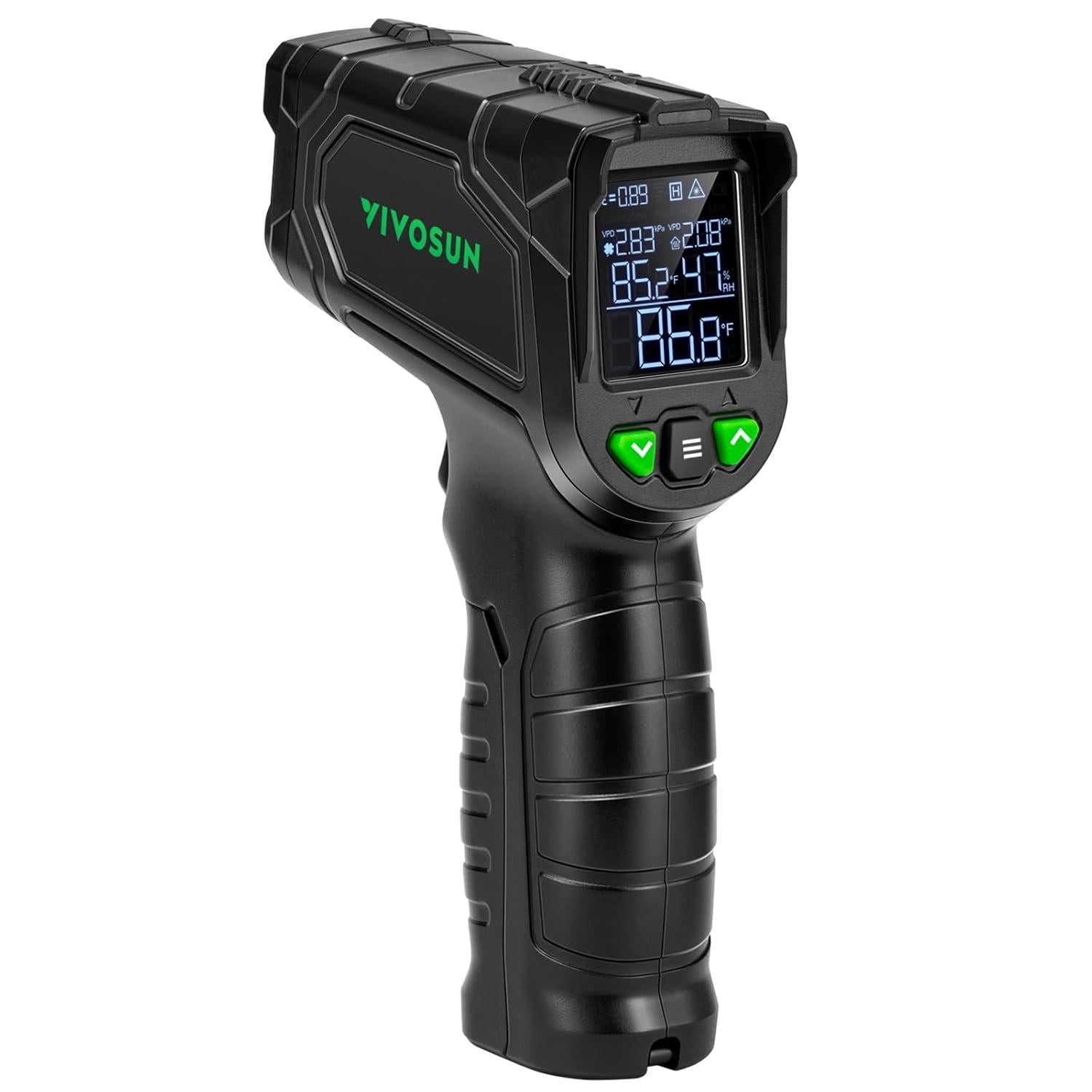 VIVOSUN VPD Thermometer, Handheld Environmental Monitor, Precision Infrared Laser Thermometer Gun with Adjustable Emissivity, Leaf VPD and Temperature