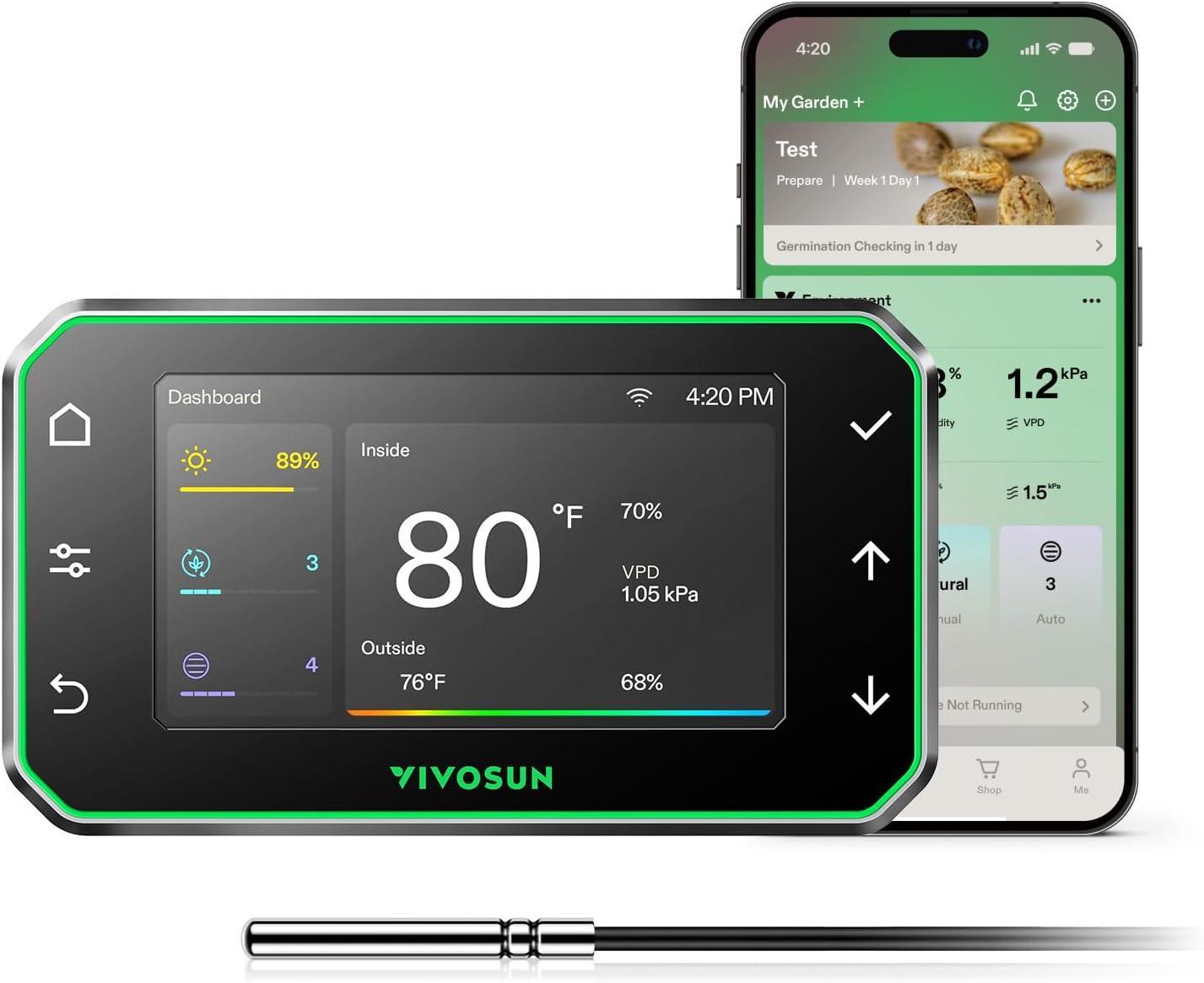 VIVOSUN GrowHub Controller E42A+ for Grow Tent, Smart Environmental WiFi-Controller with Temperature, Humidity, VPD, Timer, Cycle, Schedule Controls, Cooling Ventilation Lighting Programming
