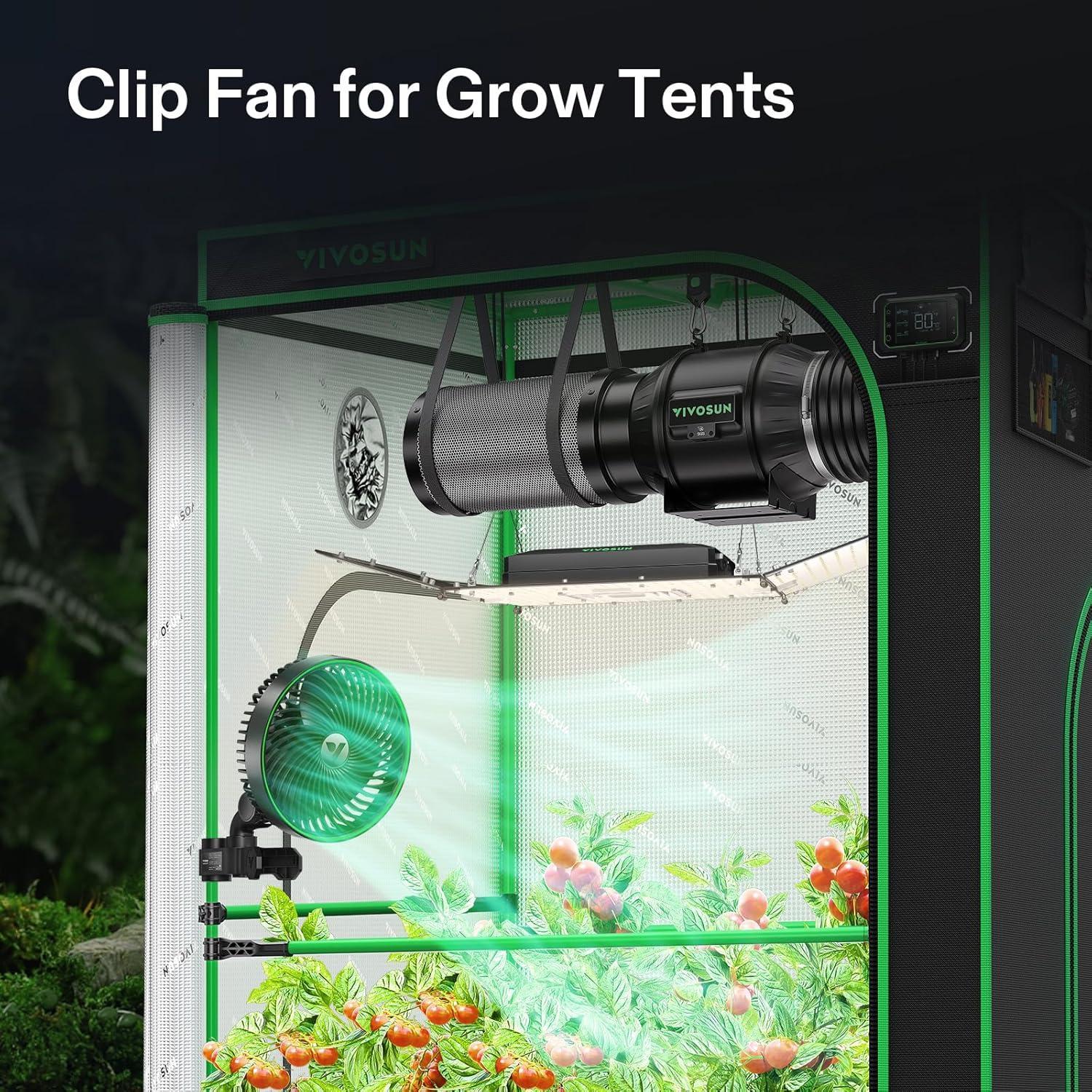 VIVOSUN AeroWave E6 Gen2, Grow Tent Clip Fan 6”, EC Motor, Smart Control, Powerful Oscillating Fan, Local Timer, Weatherproof IP54