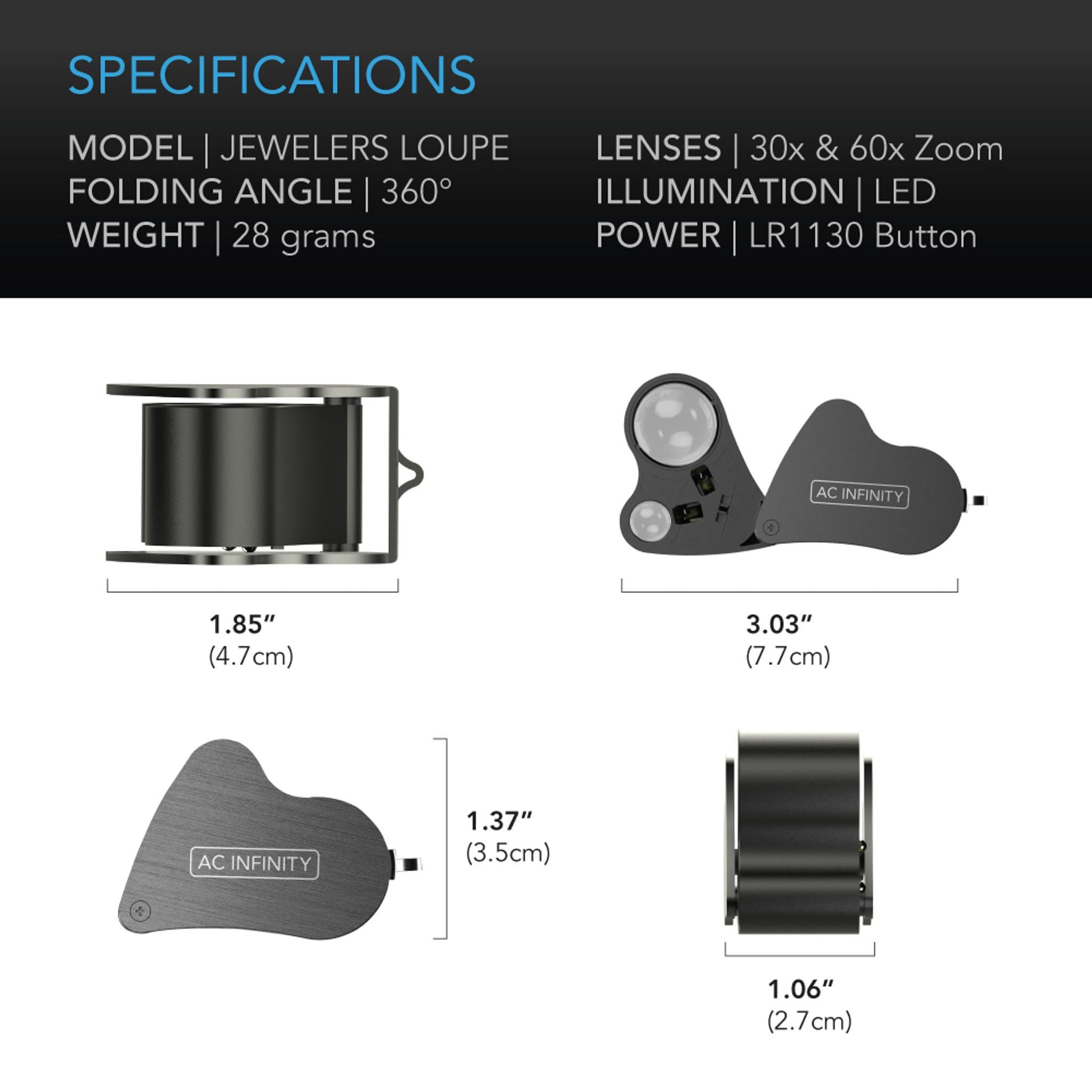 AC Infinity Jeweler's Loupe Specifications