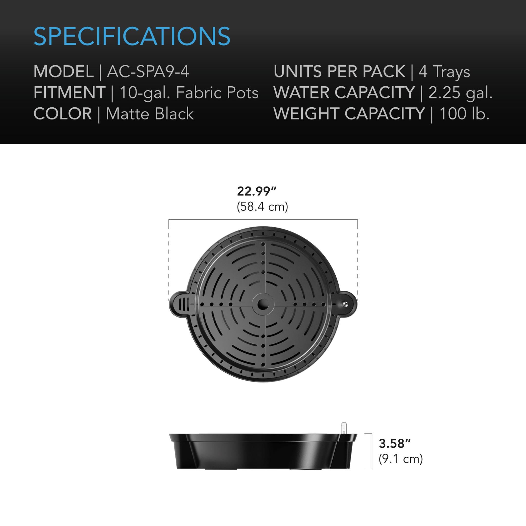 AC INFINITY Self Watering Base Specifications For Indoor Growing And Hydroponics