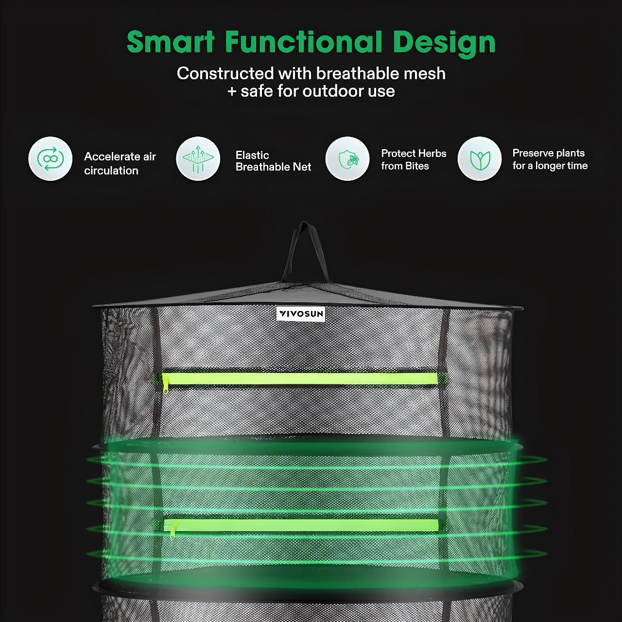 Vivosun 3-Layer Mesh Drying Rack | Herbal House NZ