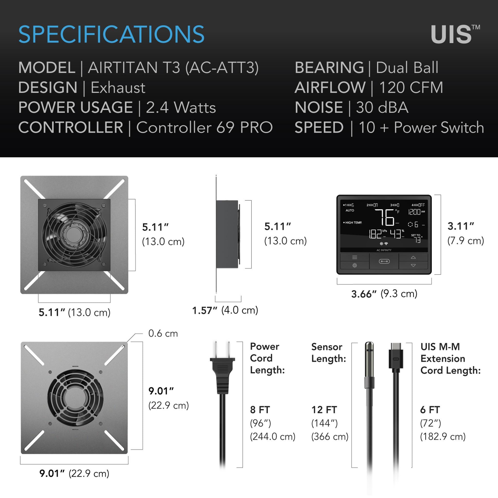 airtitan T3 home ventilator fan specifications