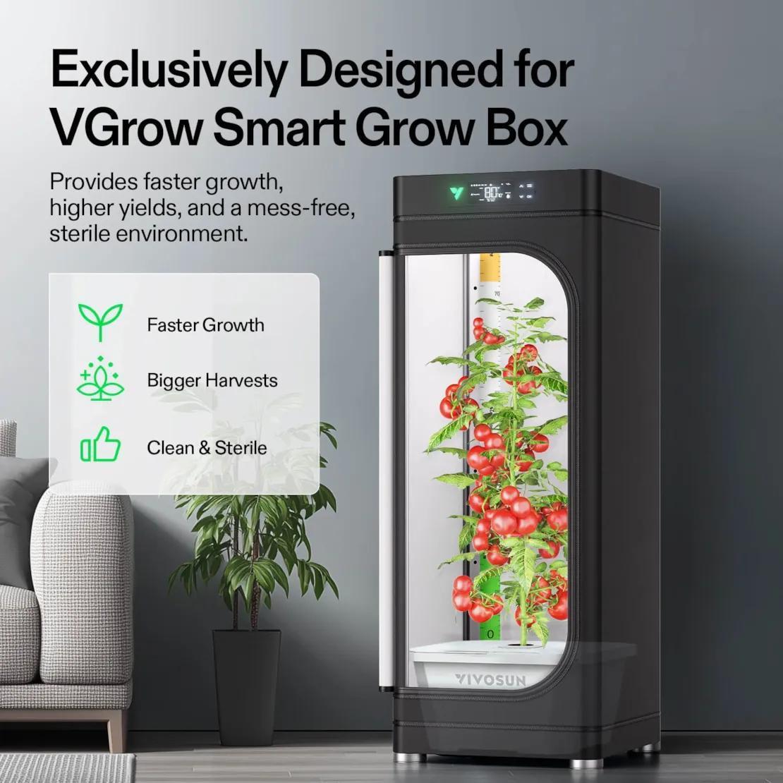 VGrow DWC Hydroponics Growing System Kit for VGrow Smart Grow Box, 4-Gallon Deep Water Culture with Air Stones and Rapid Rooters