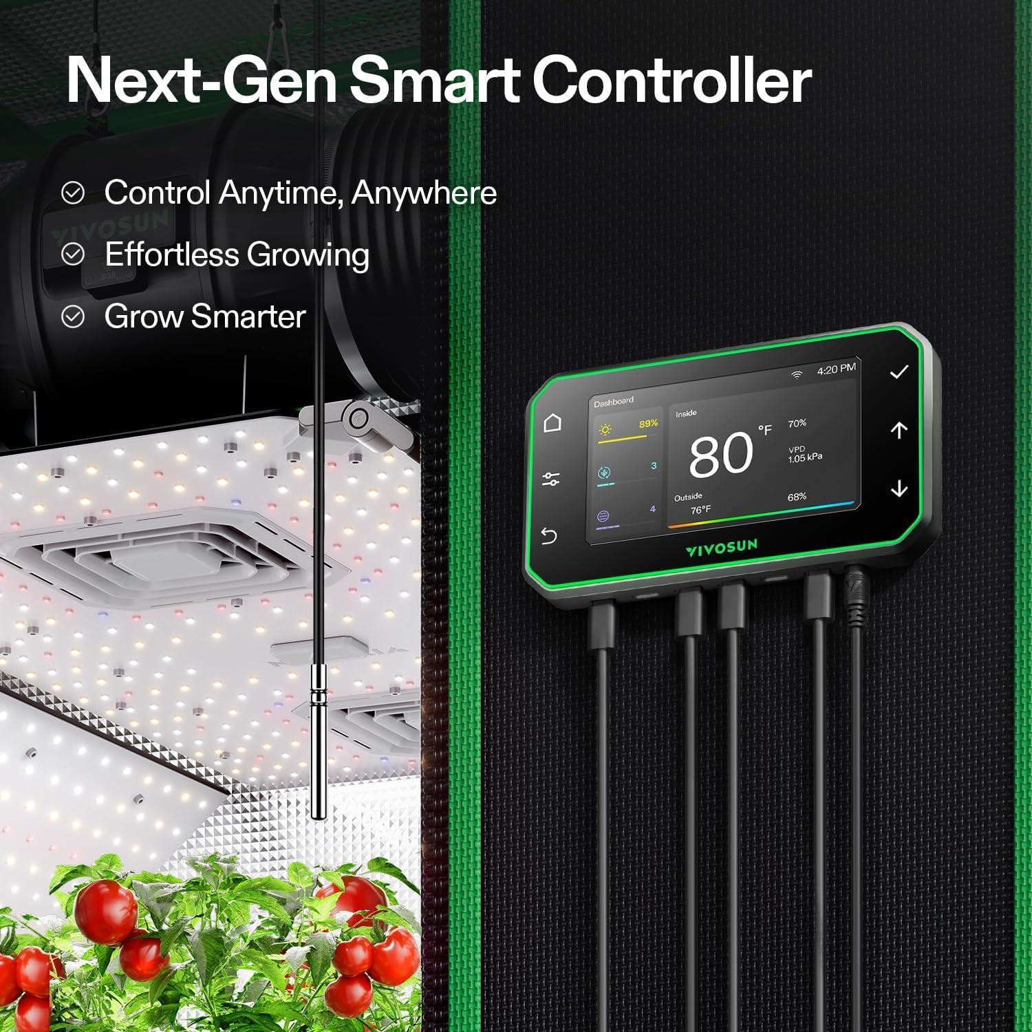 VIVOSUN GrowHub Controller E42A+ for Grow Tent, Smart Environmental WiFi-Controller with Temperature, Humidity, VPD, Timer, Cycle, Schedule Controls, Cooling Ventilation Lighting Programming
