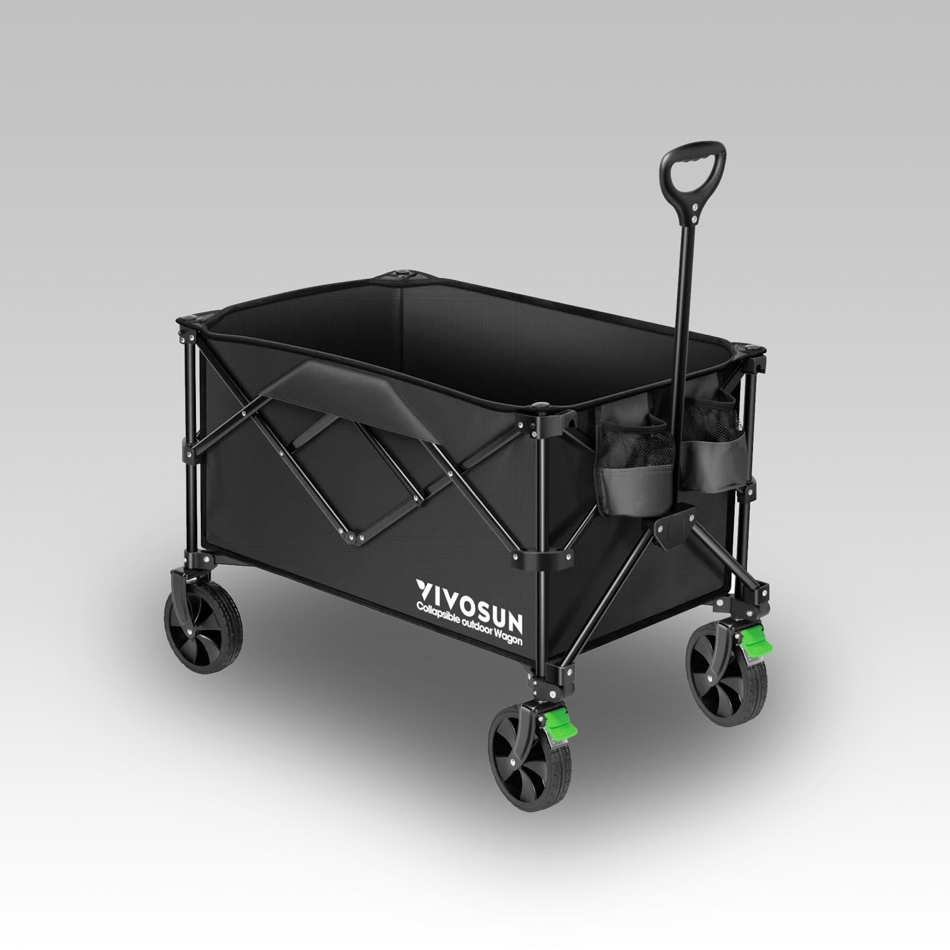 VIVOSUN Folding Collapsible Wagon Beach Cart - Black