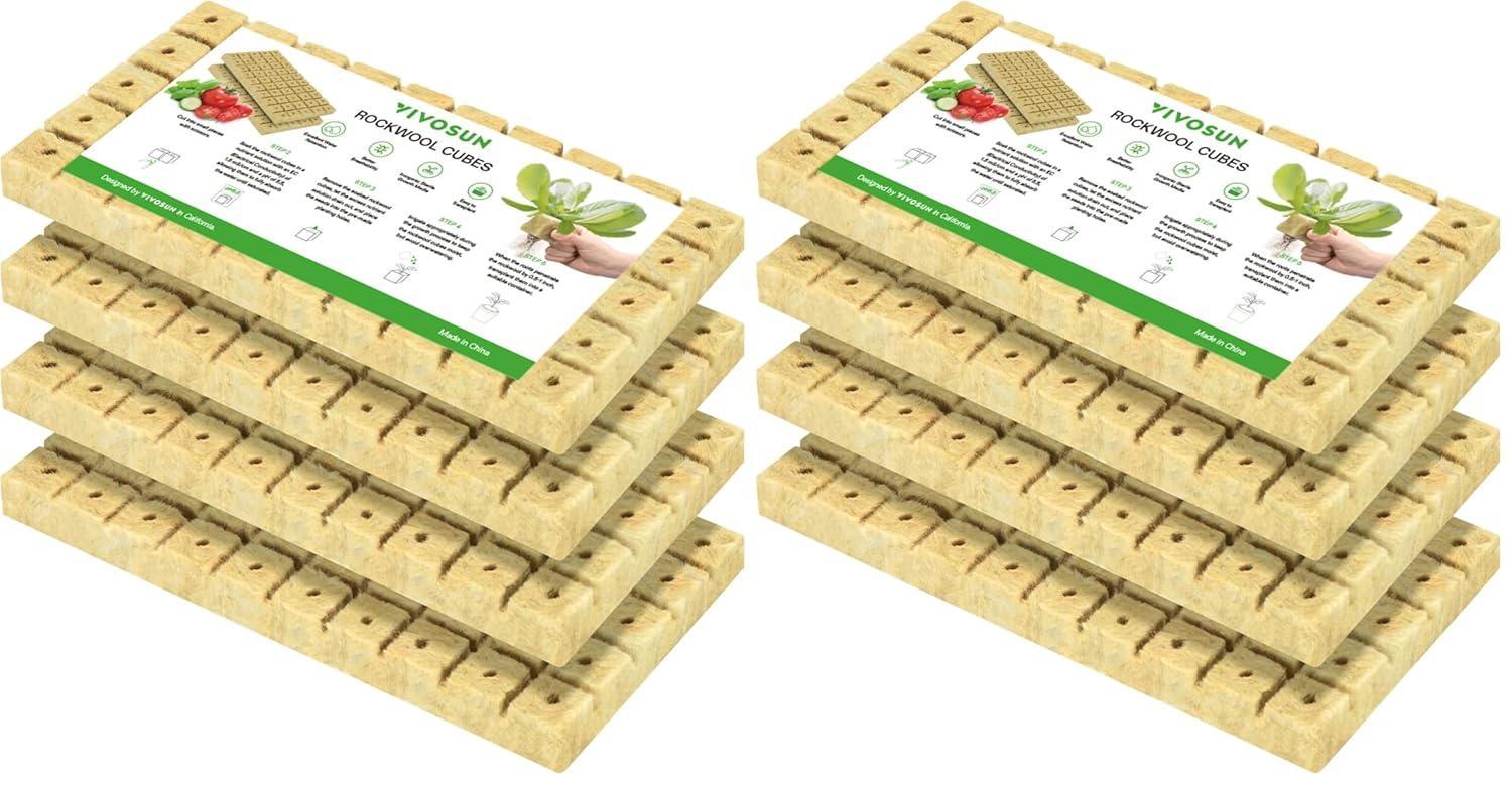 1" Rockwool Grow Cubes, 4 Sheets of 200 Plugs