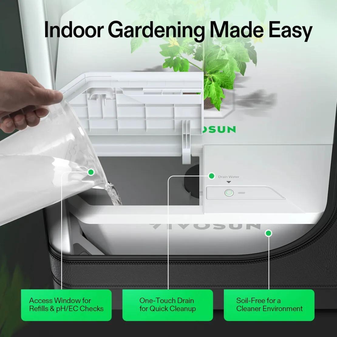 VGrow DWC Hydroponics Growing System Kit for VGrow Smart Grow Box, 4-Gallon Deep Water Culture with Air Stones and Rapid Rooters