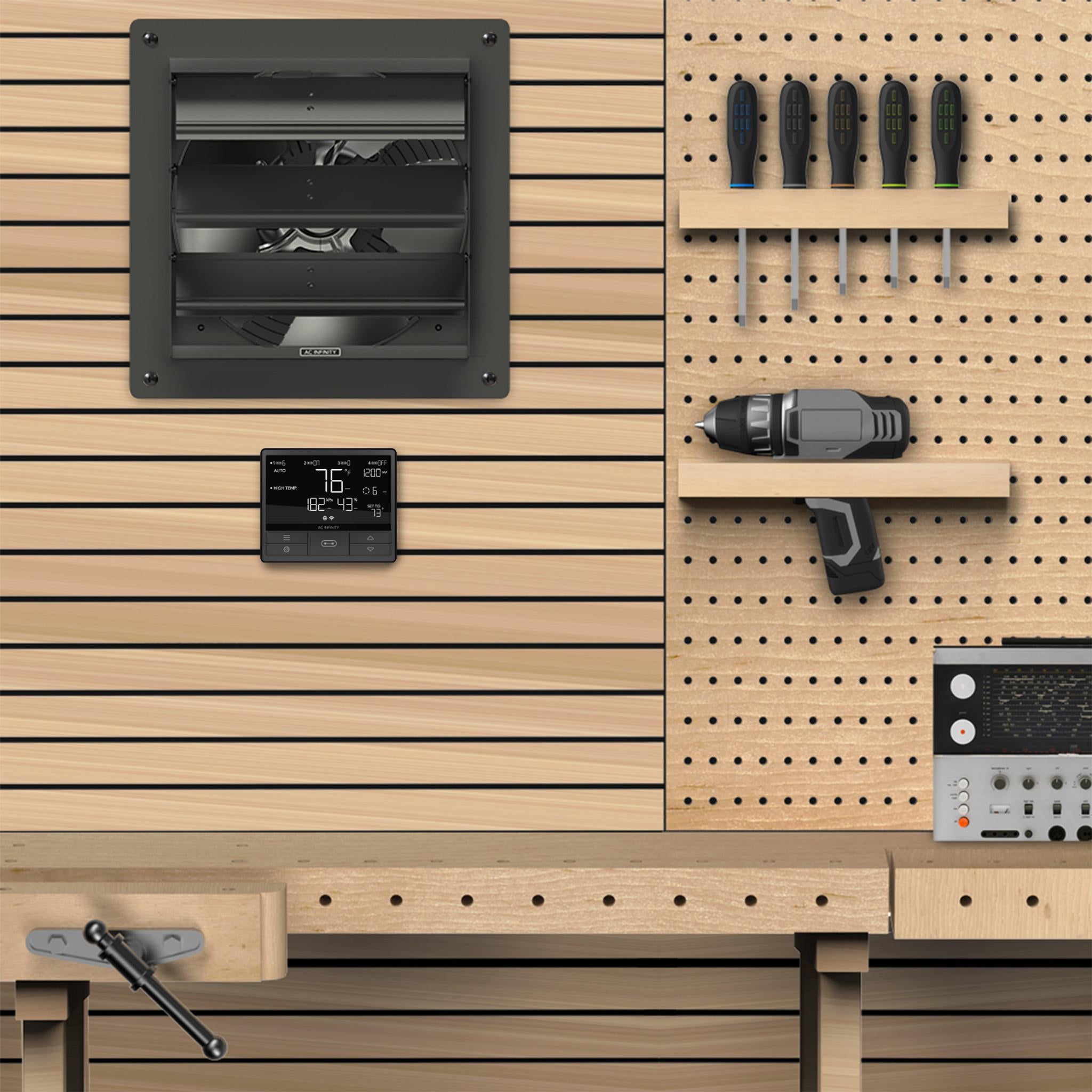 AIRLIFT T10, Shutter Exhaust Ventilation Fan 12", Temperature Humidity Controller