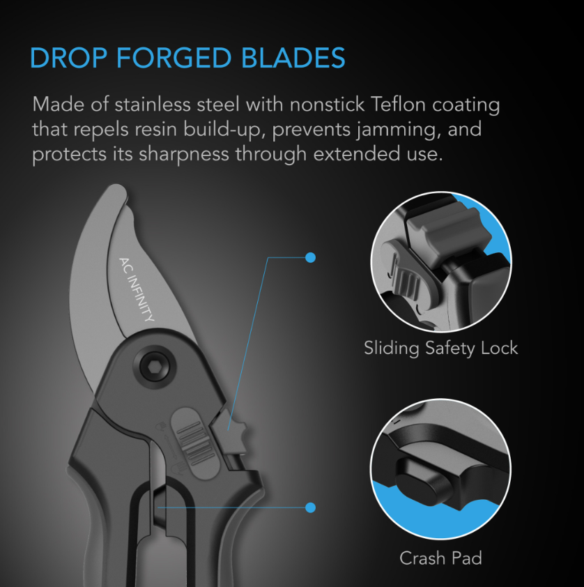 AC infinity stainless steel pruning shears | Herbal House