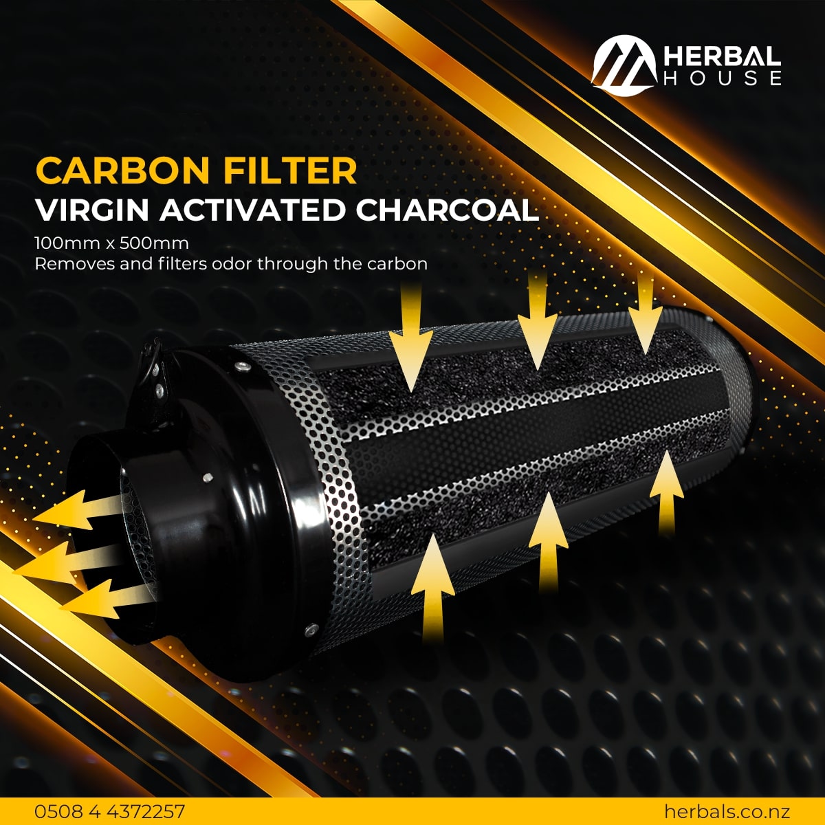 100mm Inline Fan Package carbon filter