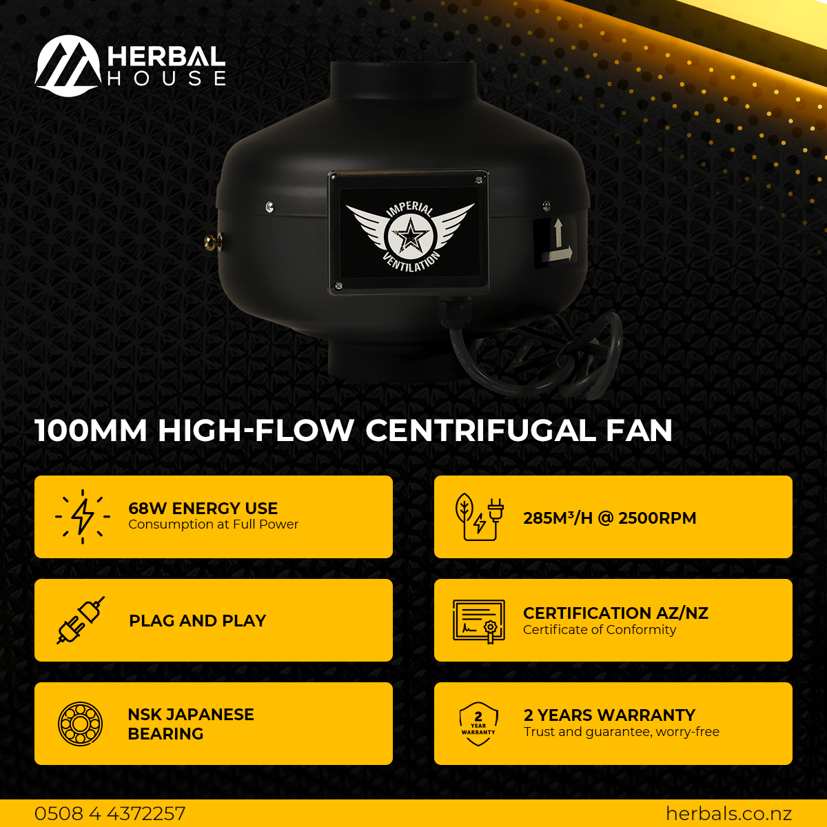 100mm High-Flow Centrifugal Fan specs